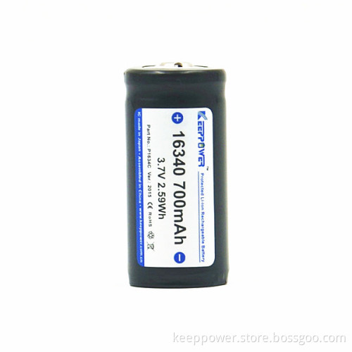P1634C KeepPower protected 16340 batteries rechargeable lithium cr123 battery 700mah